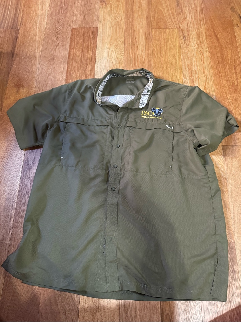 Olive Green Short-Sleeve Men's Shirt